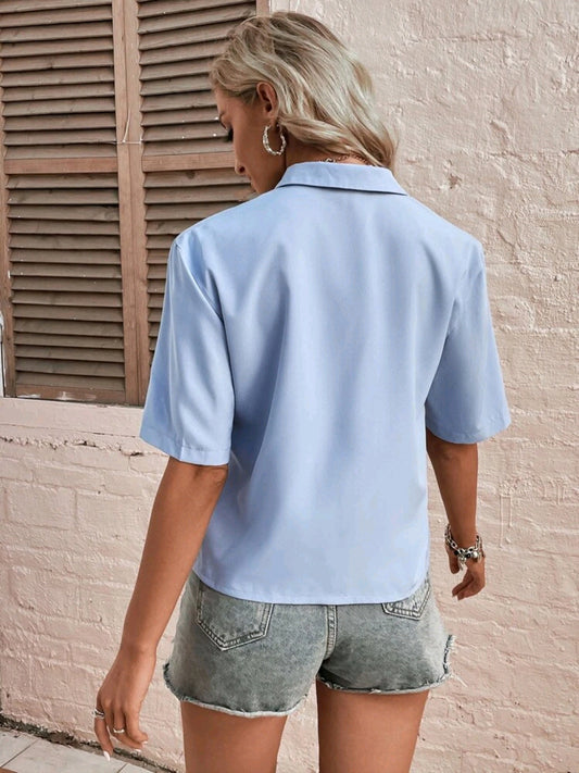 Blusa de cuello con solapa, con botones delanteros