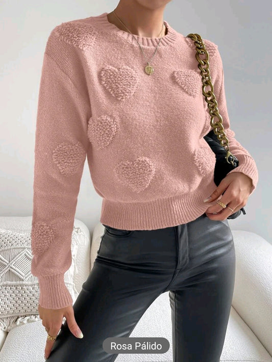 Sueter con corazon tejido