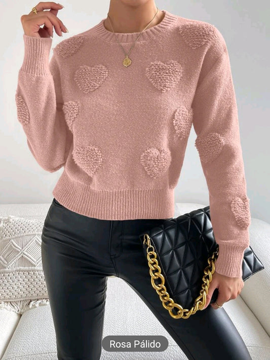 Sueter con corazon tejido