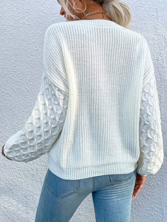 Sueter tejido con patron de corazon