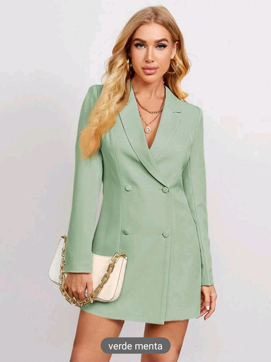 Vestido blazer de cuello de solapa, con botones