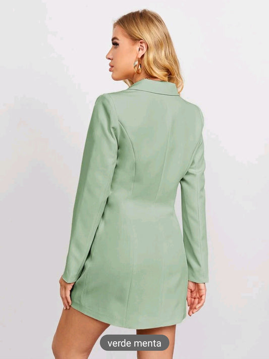 Vestido blazer de cuello de solapa, con botones