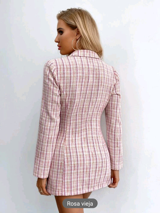 Blazer con botones de cuadros tweed