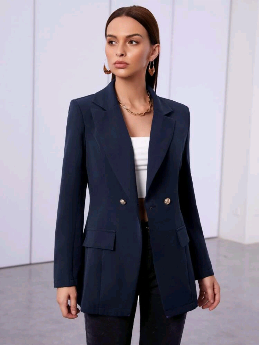 Blazer de cuello de solapa, con botones