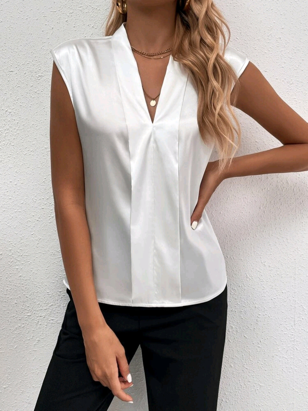 Blusa unicolor de saten